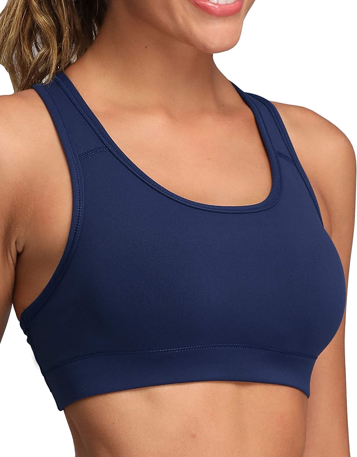 Women'S Racerback Sports Fitness Support Workout Running Bras Navy Blue / X-Small