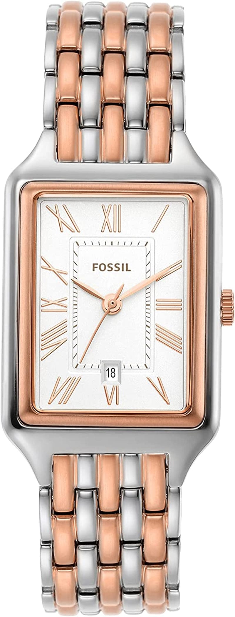 Women'S Racquel Quartz Rectangular Watch with Stainless Steel or Leather Strap Rose Gold/Silver