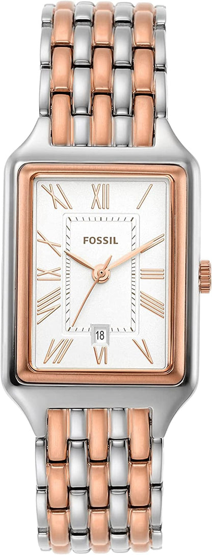Women'S Racquel Quartz Rectangular Watch with Stainless Steel or Leather Strap Rose Gold/Silver