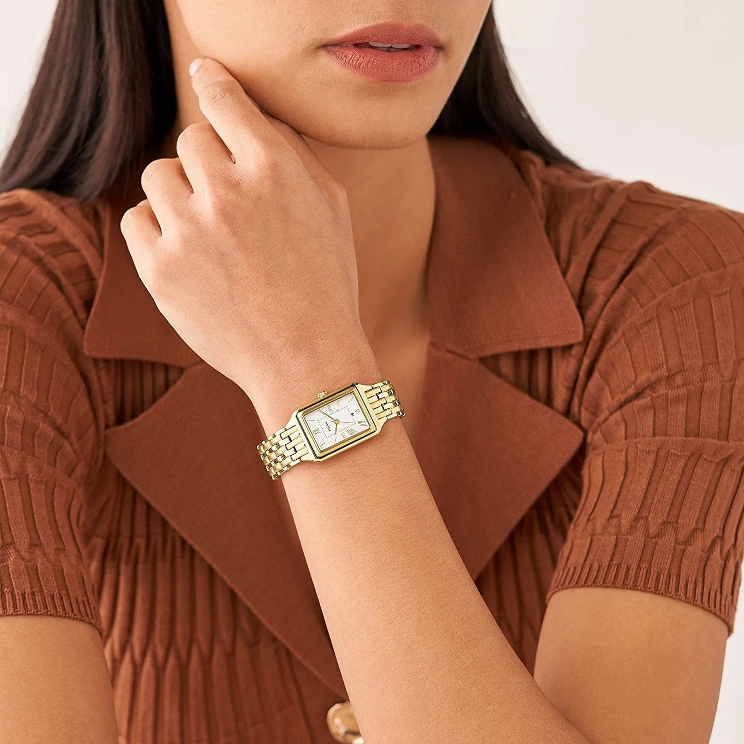 Women'S Racquel Quartz Rectangular Watch with Stainless Steel or Leather Strap