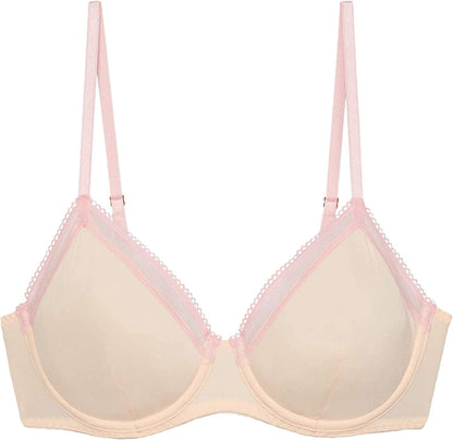Women'S Reg Unlined Microfiber Demi Cup Bra Dusty Pink Peach / 38C