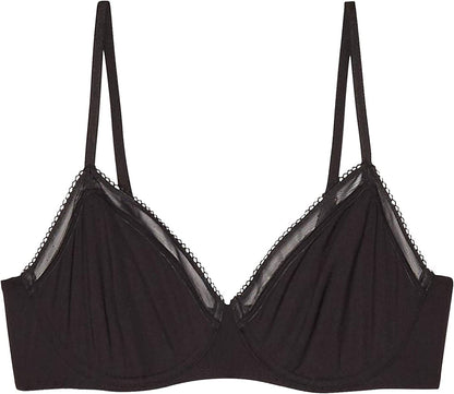 Women'S Reg Unlined Microfiber Demi Cup Bra Black Caviar/Black Caviar / 36C