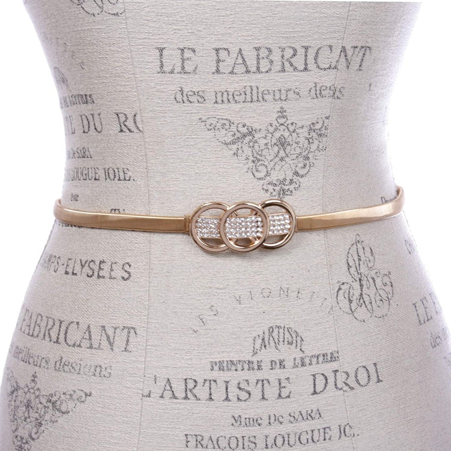 Women'S Rhinestone Skinny Elastic Metal Stretch Waist Chain Belt Apparel & Accessories > Clothing Accessories > Belts beltiscool   