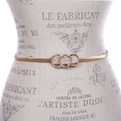 Women'S Rhinestone Skinny Elastic Metal Stretch Waist Chain Belt Apparel & Accessories > Clothing Accessories > Belts beltiscool   