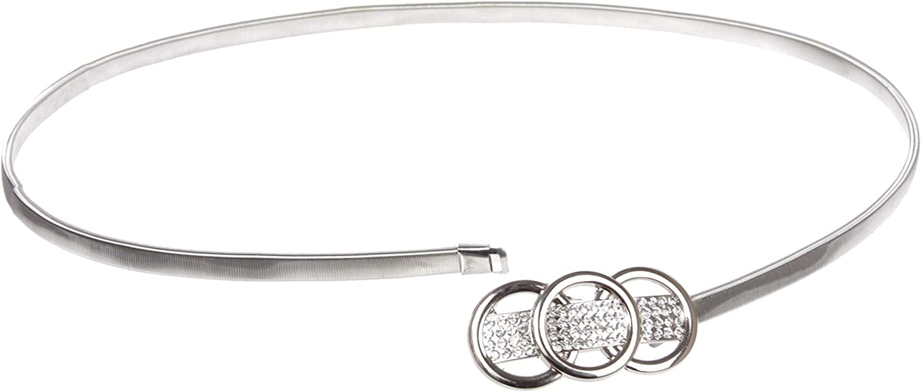 Women'S Rhinestone Skinny Elastic Metal Stretch Waist Chain Belt Apparel & Accessories > Clothing Accessories > Belts beltiscool Silver One Size 