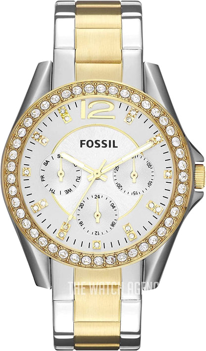 Women'S Riley Stainless Steel Crystal-Accented Multifunction Quartz Watch Two-Tone Silver/Gold