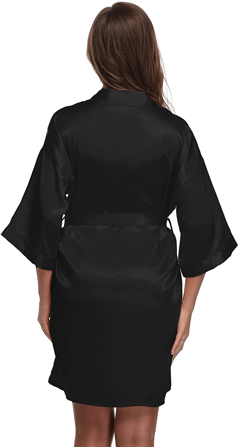 Women'S Satin Kimono Robes Short Silk Bathrobes Wedding Robes for Bridal Party Apparel & Accessories > Clothing > Sleepwear & Loungewear > Robes FADSHOW   