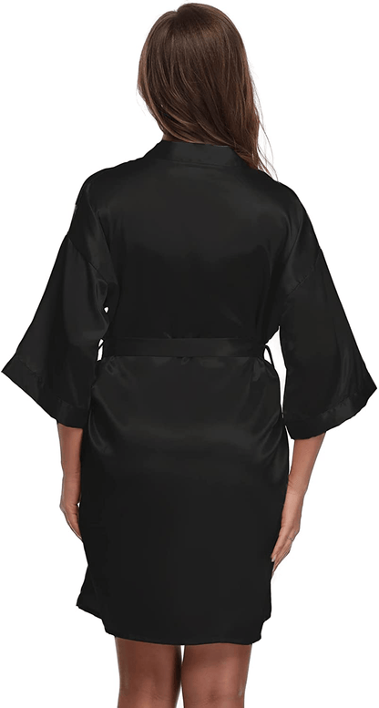 Women'S Satin Kimono Robes Short Silk Bathrobes Wedding Robes for Bridal Party Apparel & Accessories > Clothing > Sleepwear & Loungewear > Robes FADSHOW   