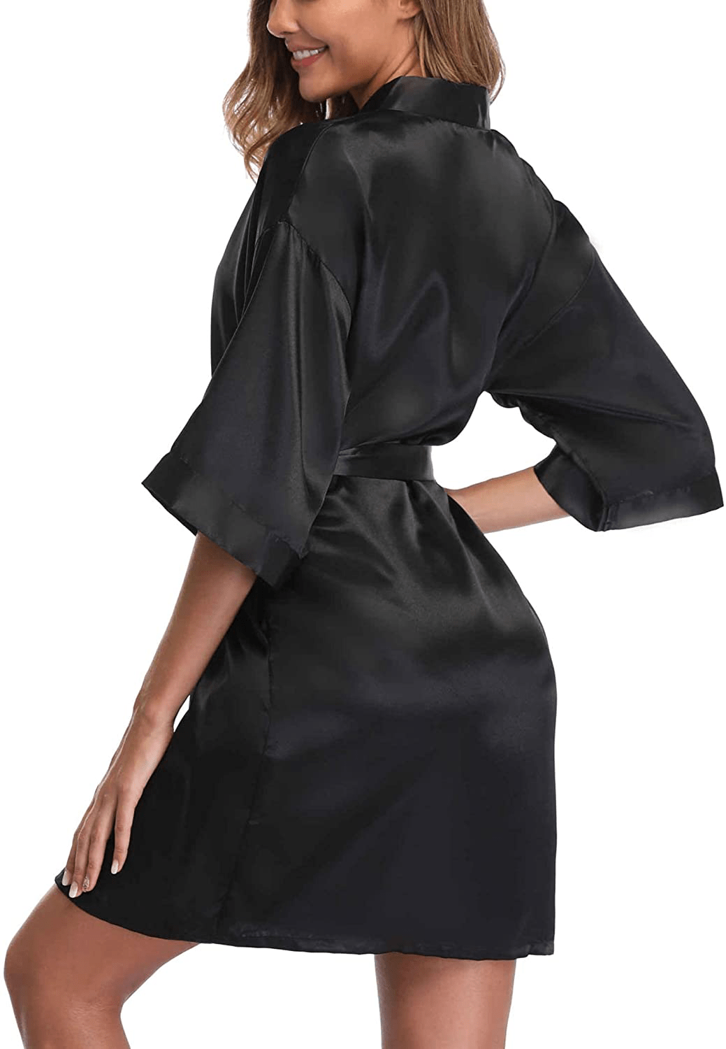 Women'S Satin Robes Short Silky Bathrobe Pure Color Bridal Party Dressing Gown for Bride Bridesmaids Apparel & Accessories > Clothing > Sleepwear & Loungewear > Robes FADTOP   