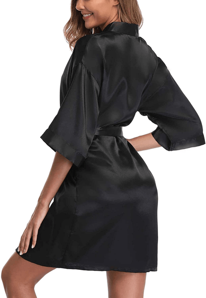 Women'S Satin Robes Short Silky Bathrobe Pure Color Bridal Party Dressing Gown for Bride Bridesmaids Apparel & Accessories > Clothing > Sleepwear & Loungewear > Robes FADTOP   