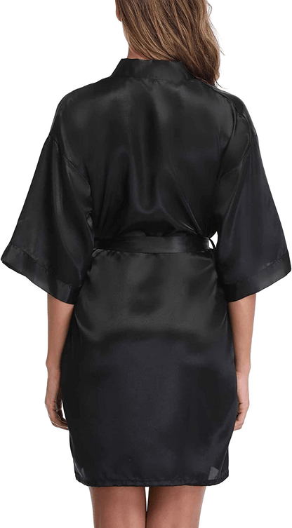 Women'S Satin Robes Short Silky Bathrobe Pure Color Bridal Party Dressing Gown for Bride Bridesmaids Apparel & Accessories > Clothing > Sleepwear & Loungewear > Robes FADTOP   