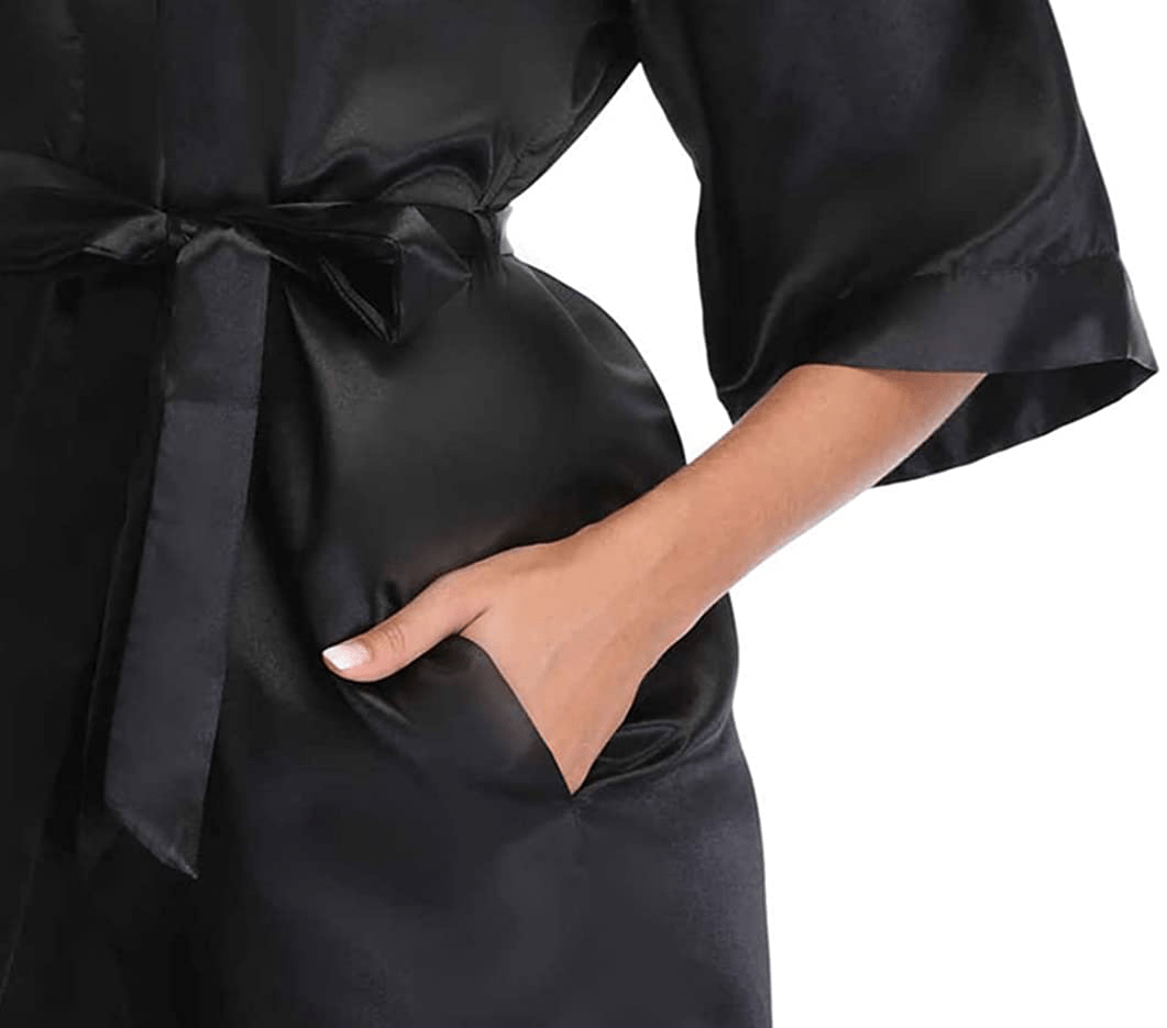 Women'S Satin Robes Short Silky Bathrobe Pure Color Bridal Party Dressing Gown for Bride Bridesmaids Apparel & Accessories > Clothing > Sleepwear & Loungewear > Robes FADTOP   