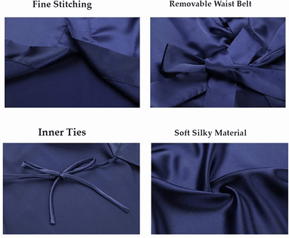 Women'S Satin Short Kimono Robe Solid Color Bridesmaid Robes Silky Bathrobe for Wedding Party Apparel & Accessories > Clothing > Sleepwear & Loungewear > Robes CostumeDeals   