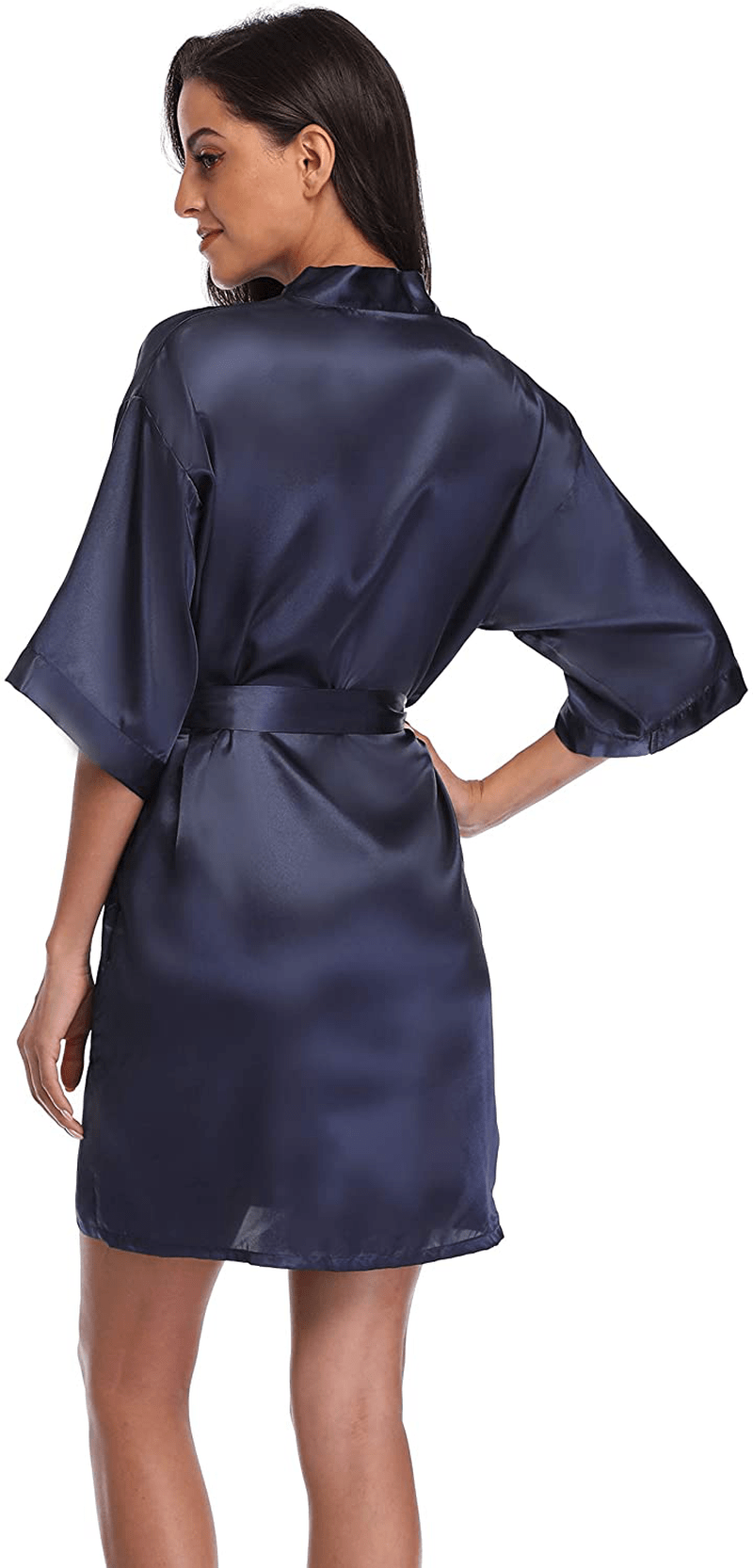 Women'S Satin Short Kimono Robe Solid Color Bridesmaid Robes Silky Bathrobe for Wedding Party Apparel & Accessories > Clothing > Sleepwear & Loungewear > Robes CostumeDeals   