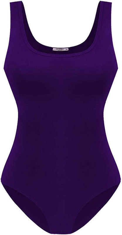 Women'S Scoop Neck Top Bodysuit Jumpsuit Dark Purple / Large