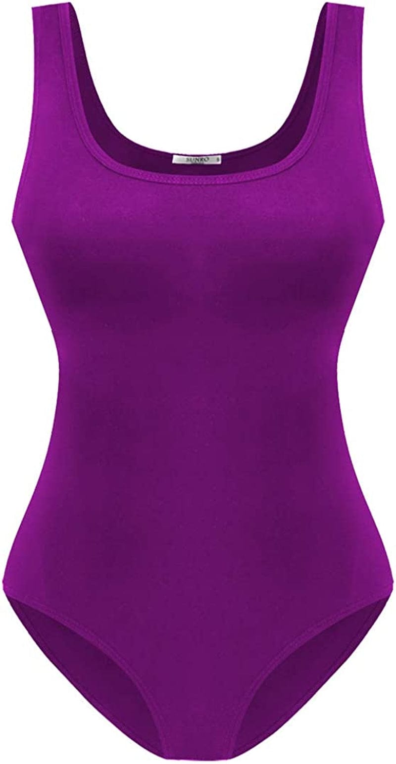 Women'S Scoop Neck Top Bodysuit Jumpsuit Purple / XX-Large