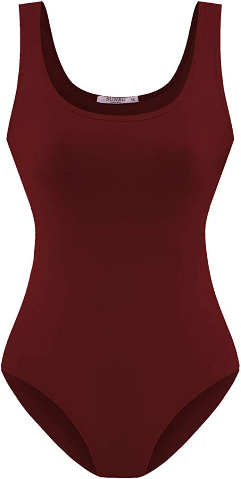 Women'S Scoop Neck Top Bodysuit Jumpsuit Purplish Red / Large