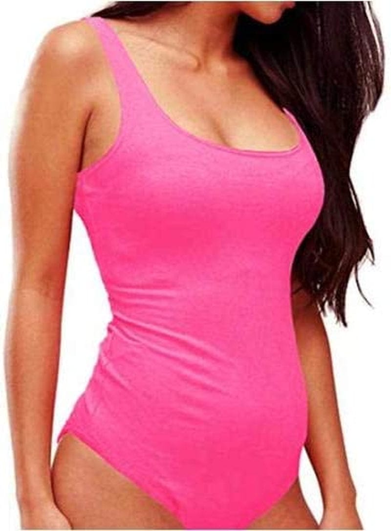 Women'S Scoop Neck Top Bodysuit Jumpsuit Peach Red / Large