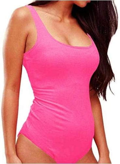 Women'S Scoop Neck Top Bodysuit Jumpsuit Peach Red / Large