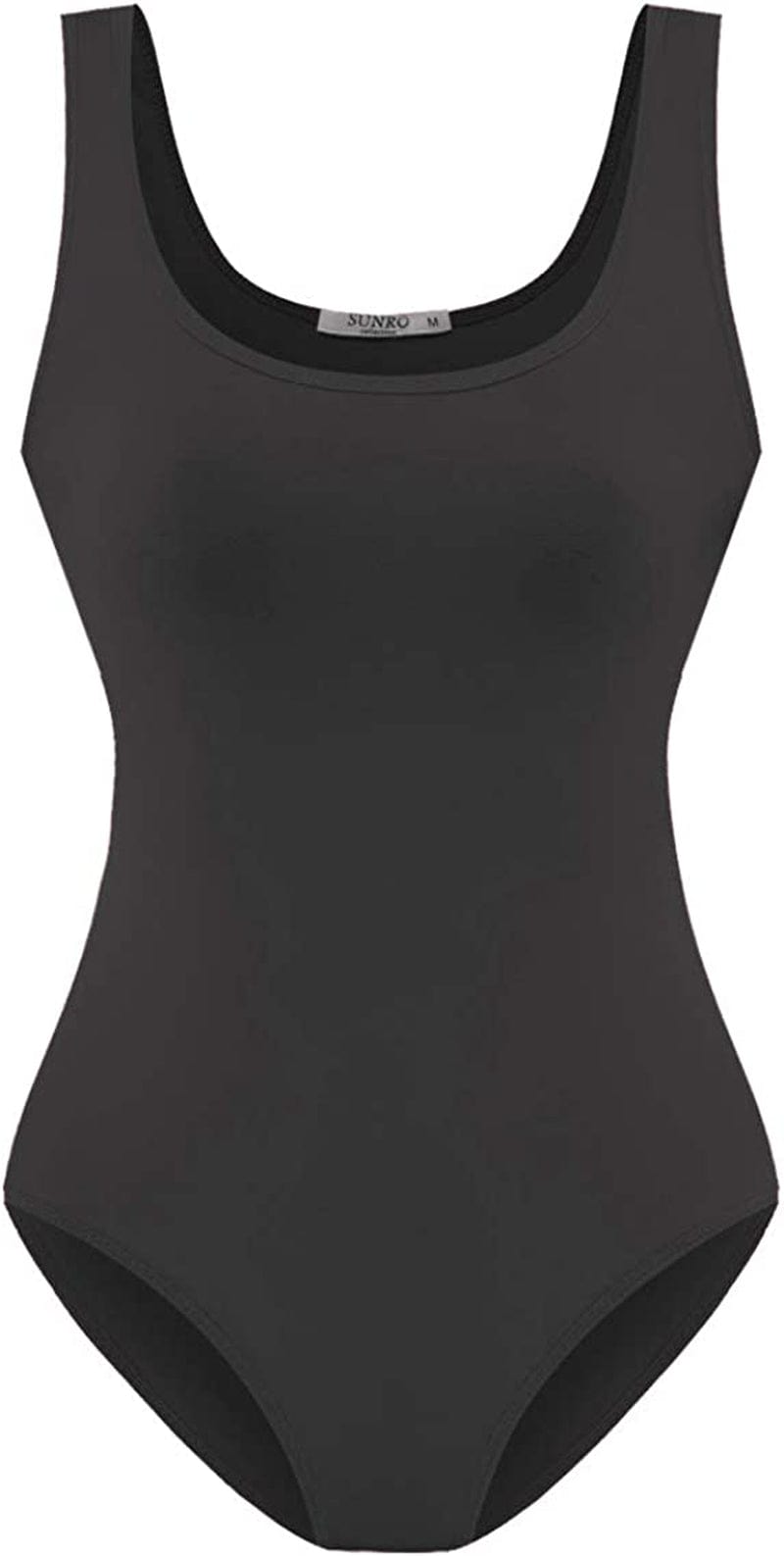 Women'S Scoop Neck Top Bodysuit Jumpsuit Dark Heather Grey / Large