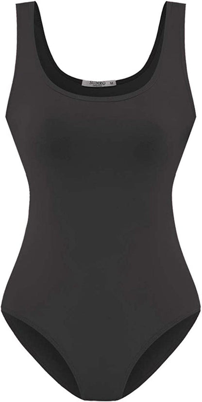 Women'S Scoop Neck Top Bodysuit Jumpsuit Dark Heather Grey / Large