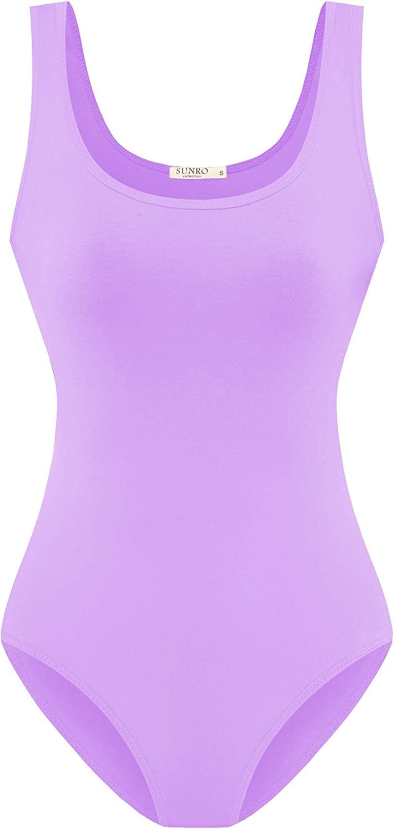 Women'S Scoop Neck Top Bodysuit Jumpsuit Light Purple / Large