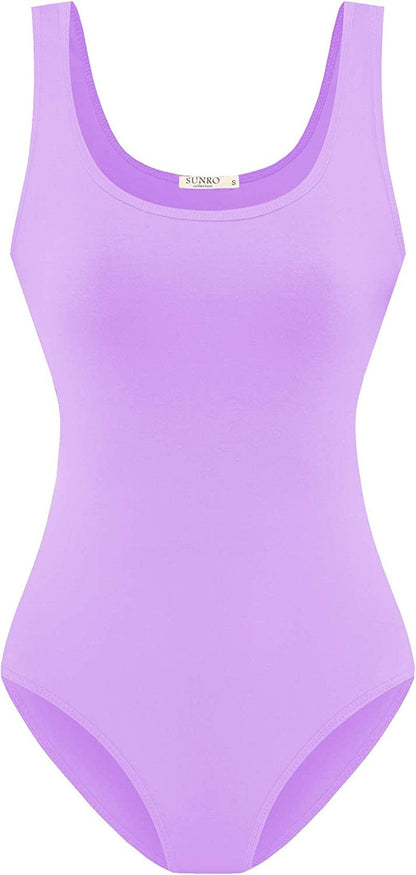 Women'S Scoop Neck Top Bodysuit Jumpsuit Light Purple / Large