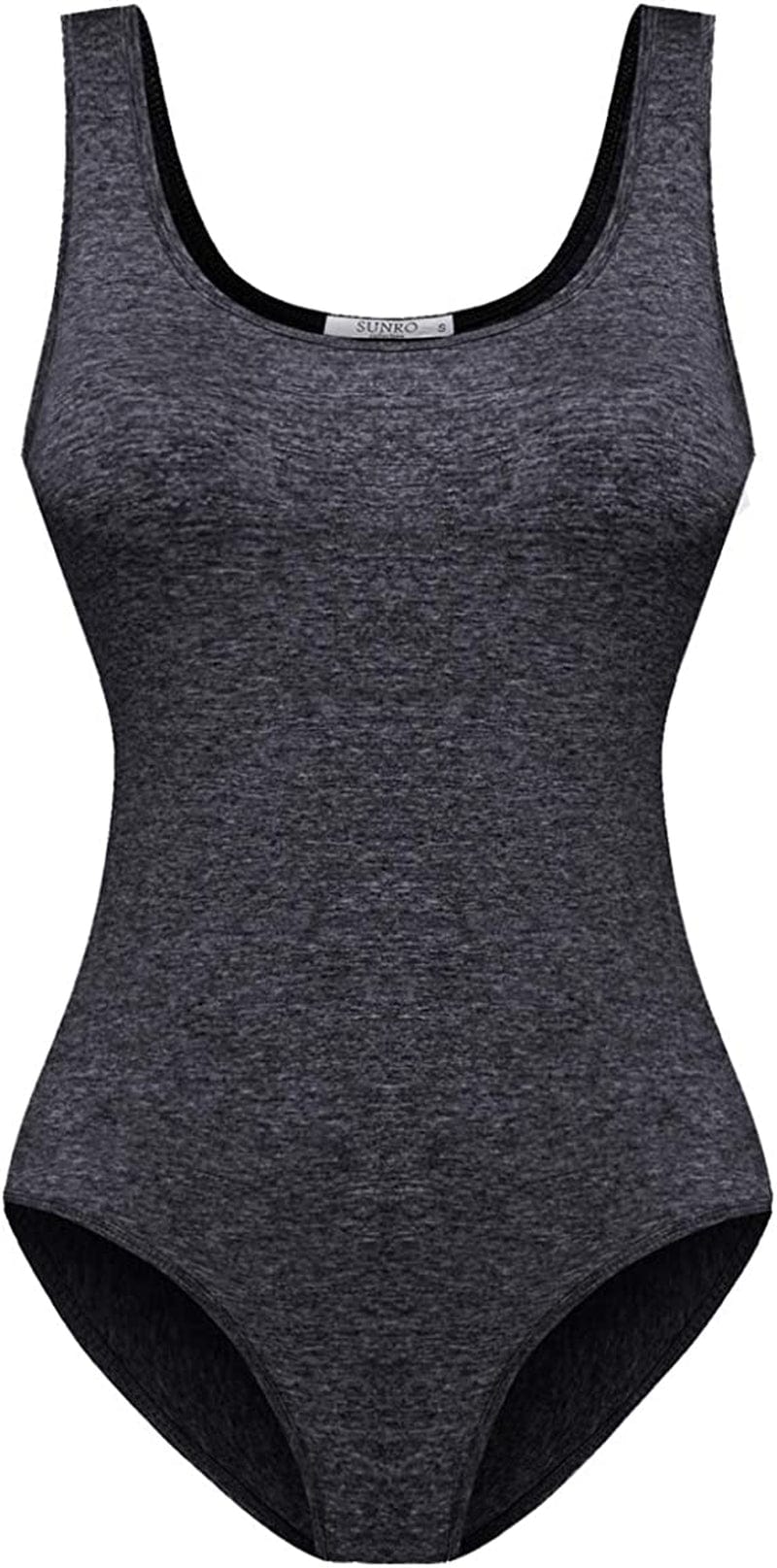 Women'S Scoop Neck Top Bodysuit Jumpsuit Dark Gray / Medium