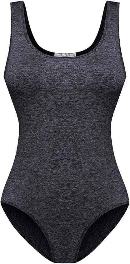 Women'S Scoop Neck Top Bodysuit Jumpsuit Dark Gray / Medium