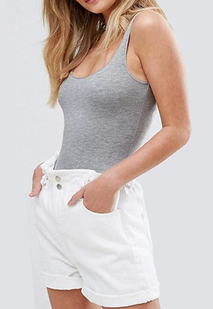 Women'S Scoop Neck Top Bodysuit Jumpsuit