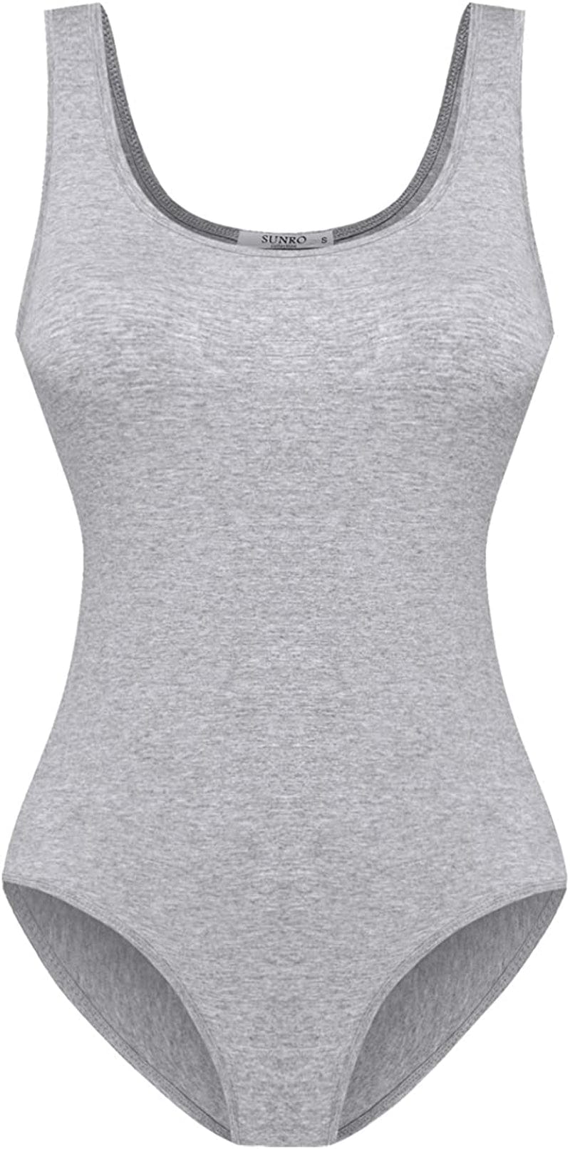 Women'S Scoop Neck Top Bodysuit Jumpsuit Grey / Large