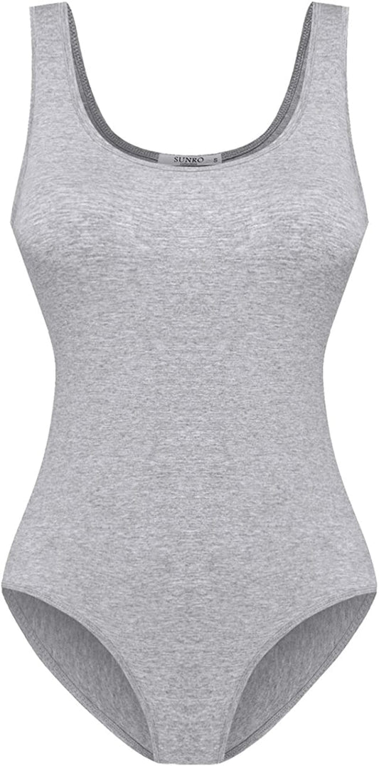 Women'S Scoop Neck Top Bodysuit Jumpsuit Grey / Large