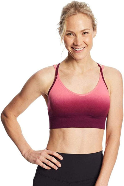 Women'S Seamless Dip Dye Cami Bra Terracotta Pink/Dark Berry Purple / XX-Large