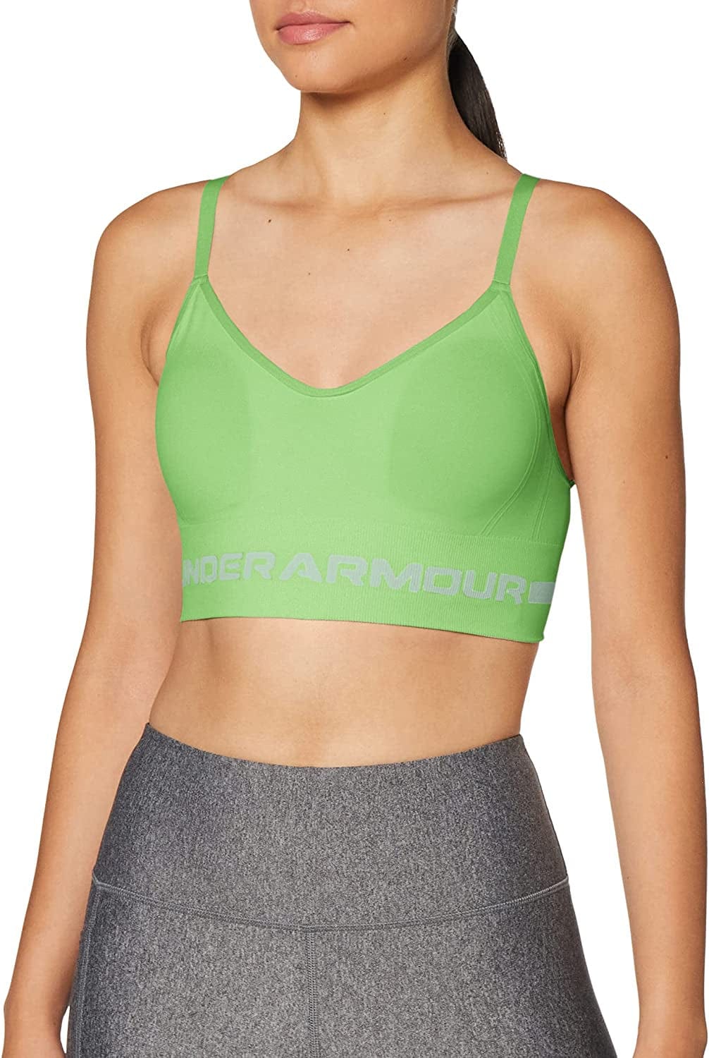 Women'S Seamless Low Impact Long Bra Summer Lime (162)/White / Large