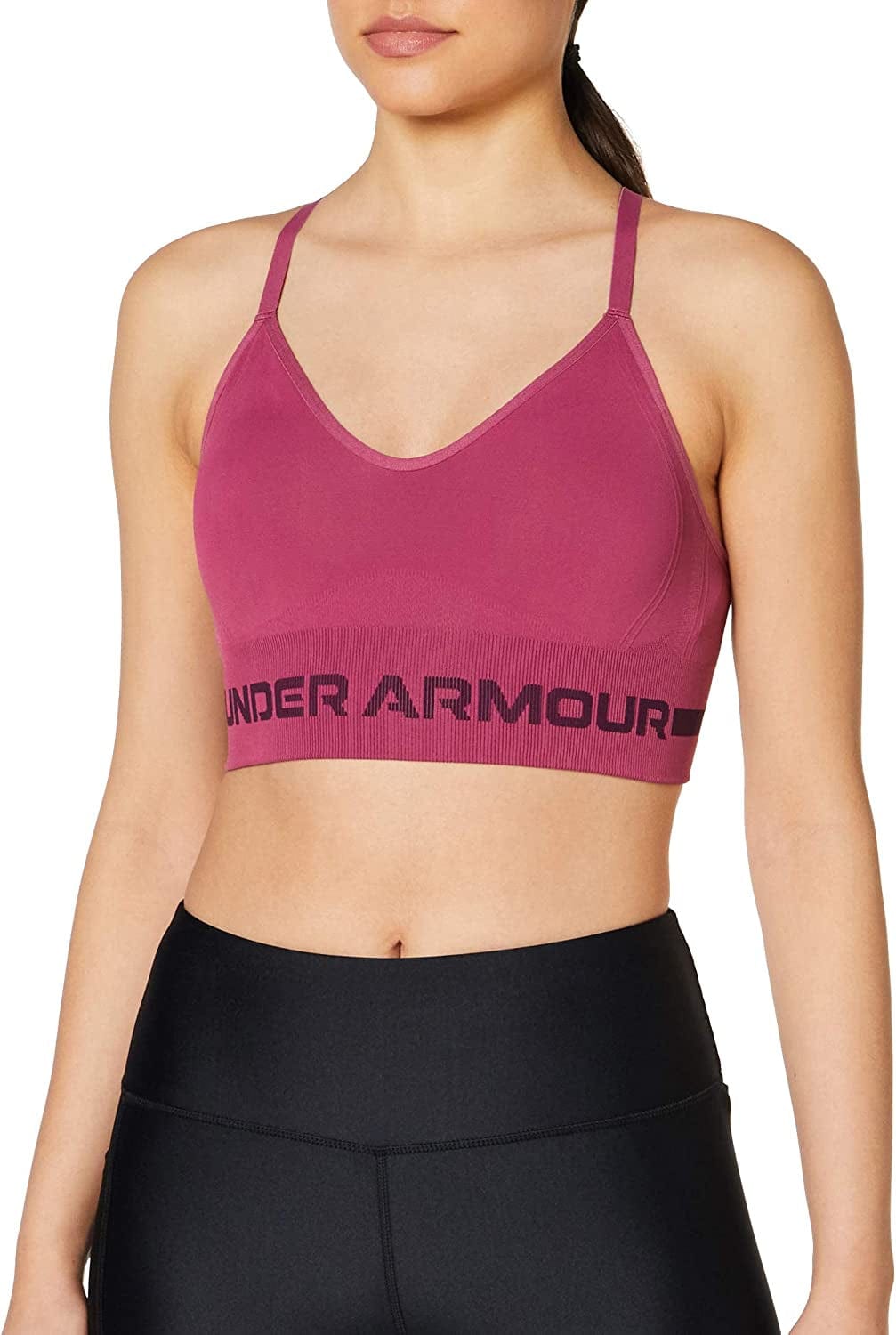 Women'S Seamless Low Impact Long Bra Pink Quartz/Polaris Purple / Small