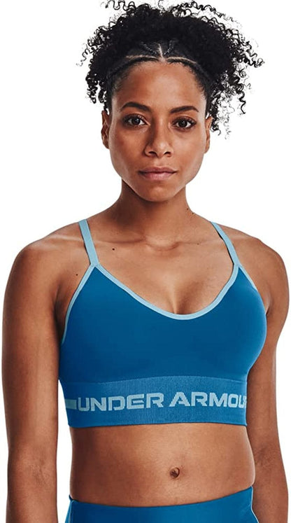 Women'S Seamless Low Impact Long Bra Cruise Blue (899)/Electric Tangerine / X-Small