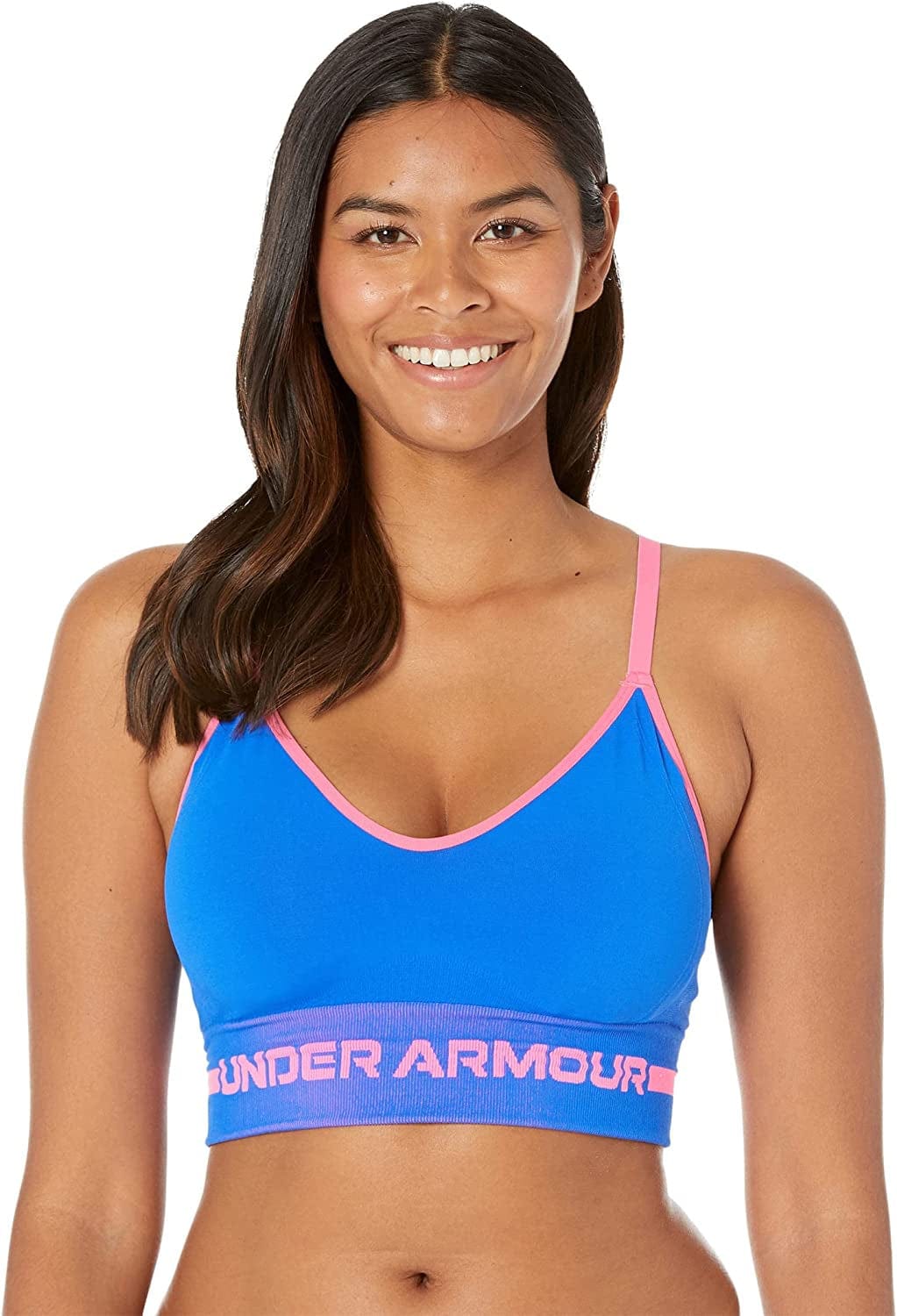Women'S Seamless Low Impact Long Bra (486) Versa Blue / / Pink Punk / X-Small