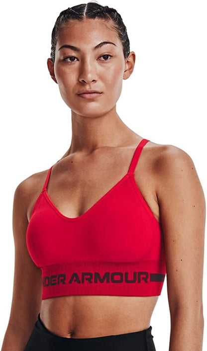Women'S Seamless Low Impact Long Heather Bra Red (600)/Black / Large