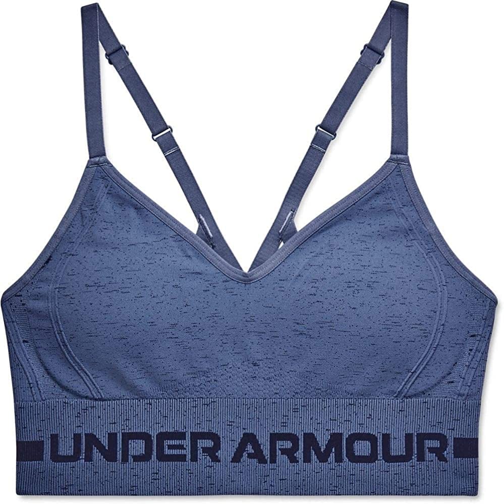Women'S Seamless Low Impact Long Heather Bra Mineral Blue (470)/Midnight Navy / X-Large