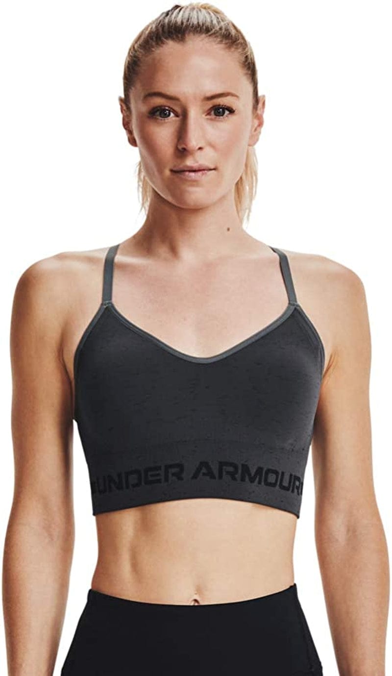 Women'S Seamless Low Impact Long Heather Bra Pitch Gray (012)/Black / Large