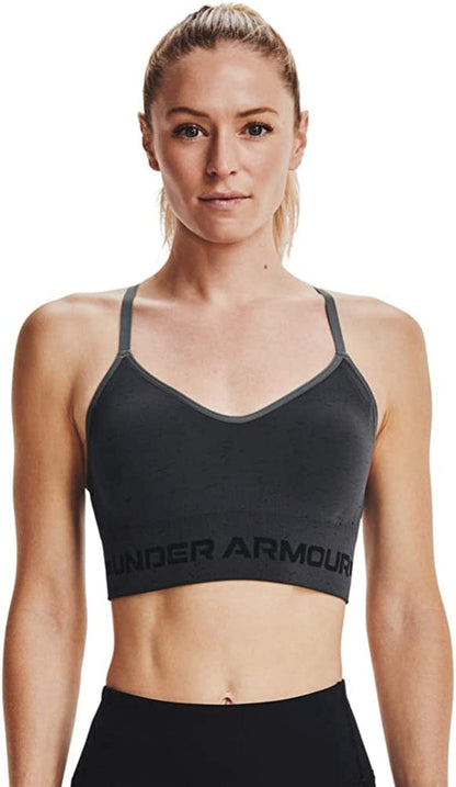 Women'S Seamless Low Impact Long Heather Bra Pitch Gray (012)/Black / Large