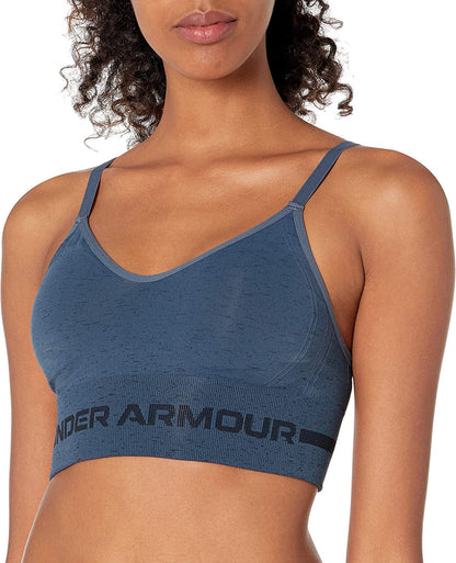 Women'S Seamless Low Impact Long Heather Bra Mechanic Blue (467)/Black / Small