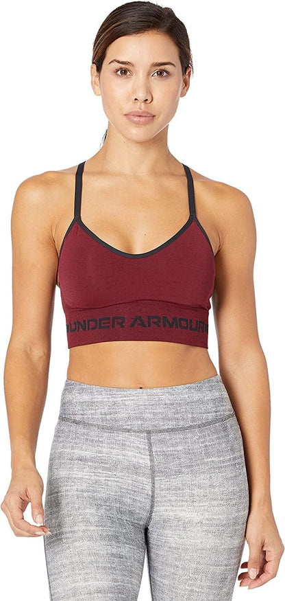 Women'S Seamless Low Impact Long Heather Bra League Red (626)/Black / Large