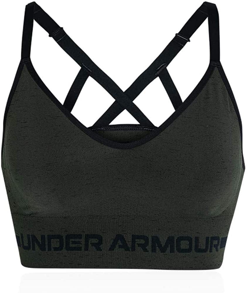 Women'S Seamless Low Impact Long Heather Bra Baroque Green (310)/Black / Large