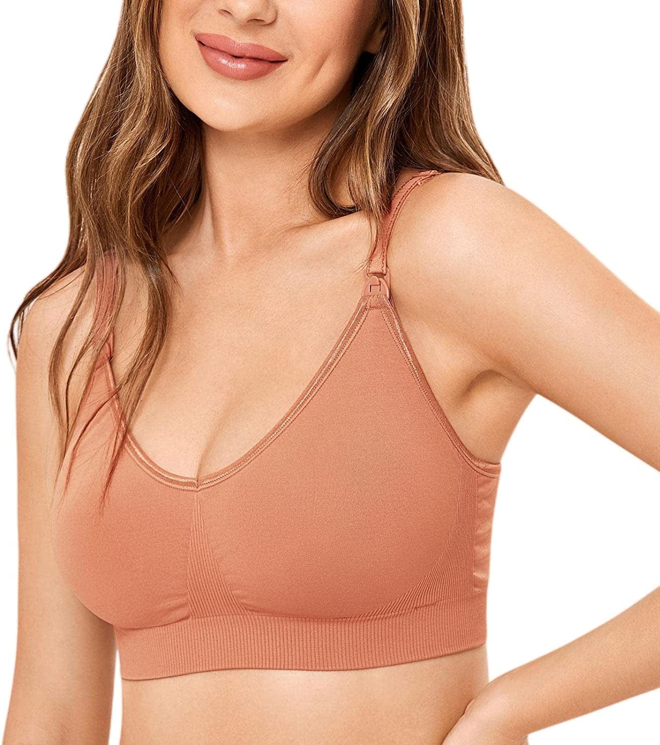 Women'S Seamless Maternity Nursing Sleep Bra Support Removable Padded Wireless Breastfeeding Bras Sun Kissed / Medium