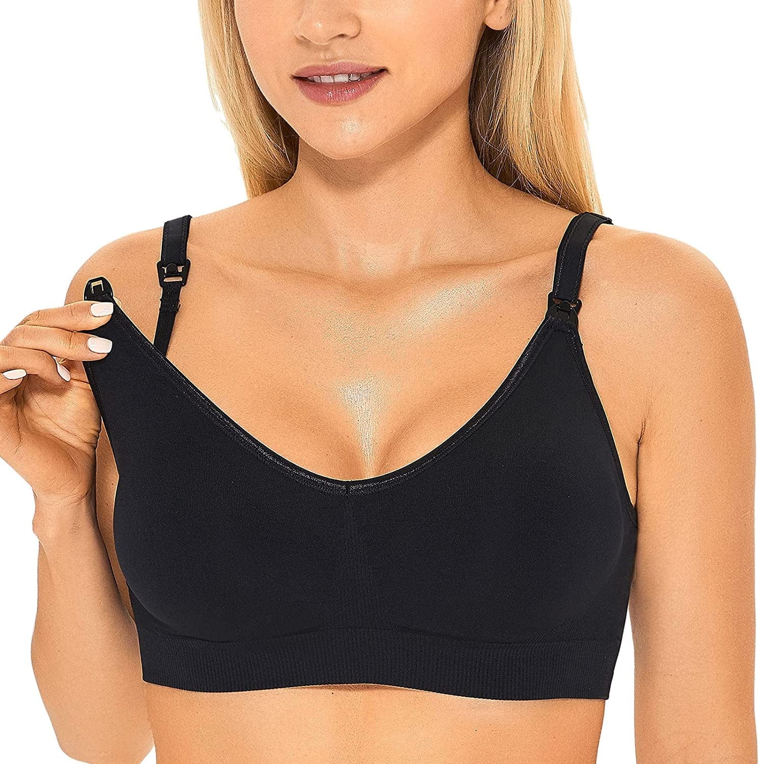 Women'S Seamless Maternity Nursing Sleep Bra Support Removable Padded Wireless Breastfeeding Bras Black / X-Large