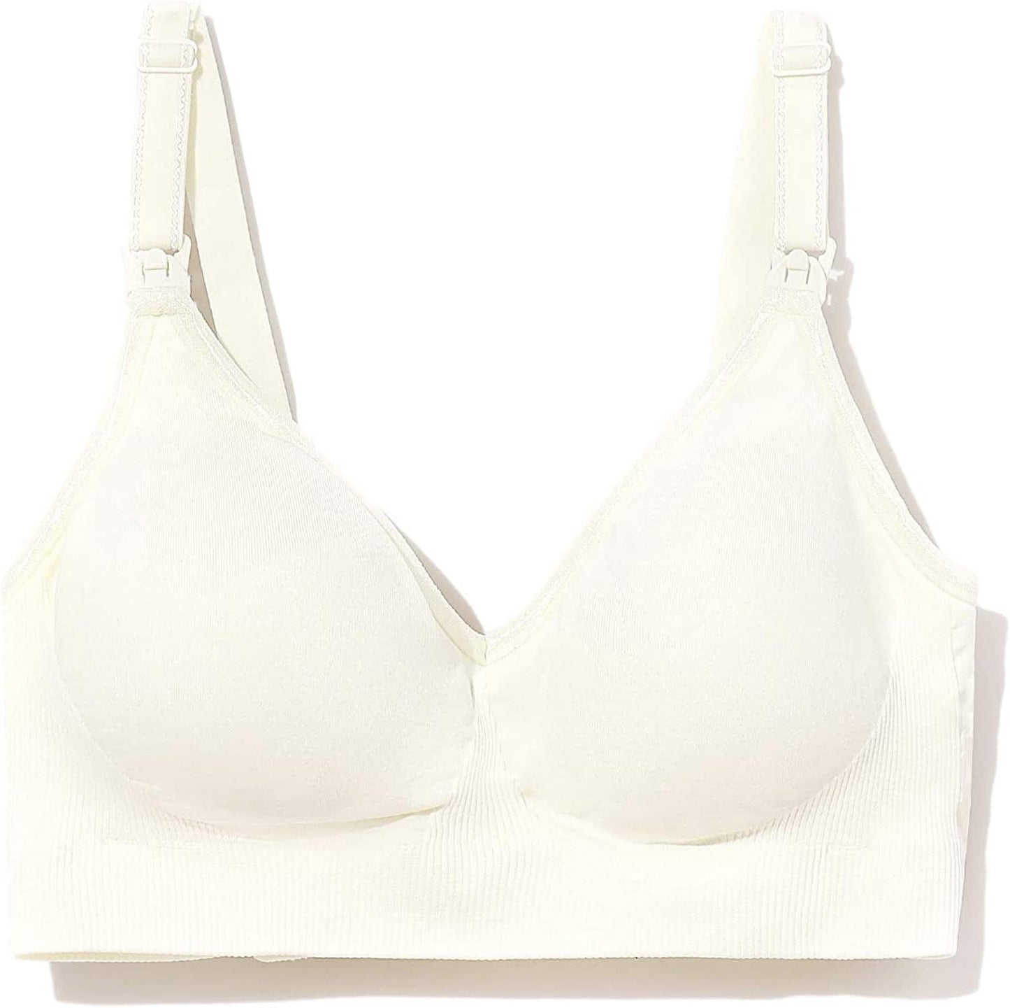 Women'S Seamless Maternity Nursing Sleep Bra Support Removable Padded Wireless Breastfeeding Bras Ivory / Large