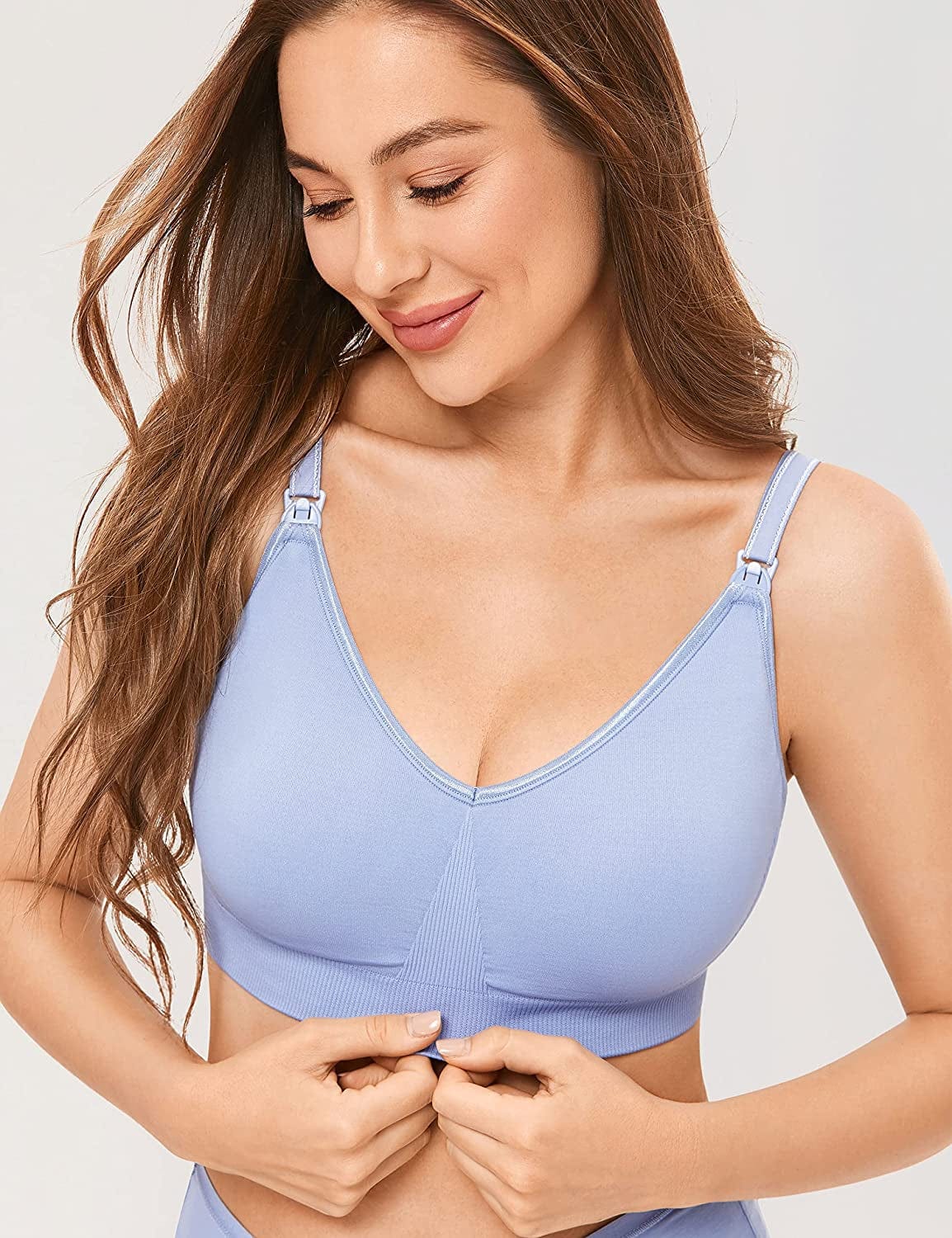 Women'S Seamless Maternity Nursing Sleep Bra Support Removable Padded Wireless Breastfeeding Bras
