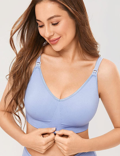 Women'S Seamless Maternity Nursing Sleep Bra Support Removable Padded Wireless Breastfeeding Bras