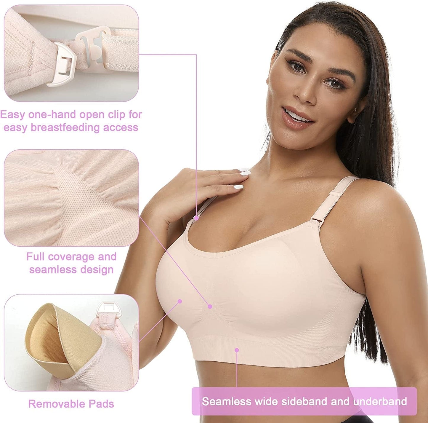 Women'S Seamless Nursing Bras for Breastfeeding Full Bust Maternity Bras for Pregnancy